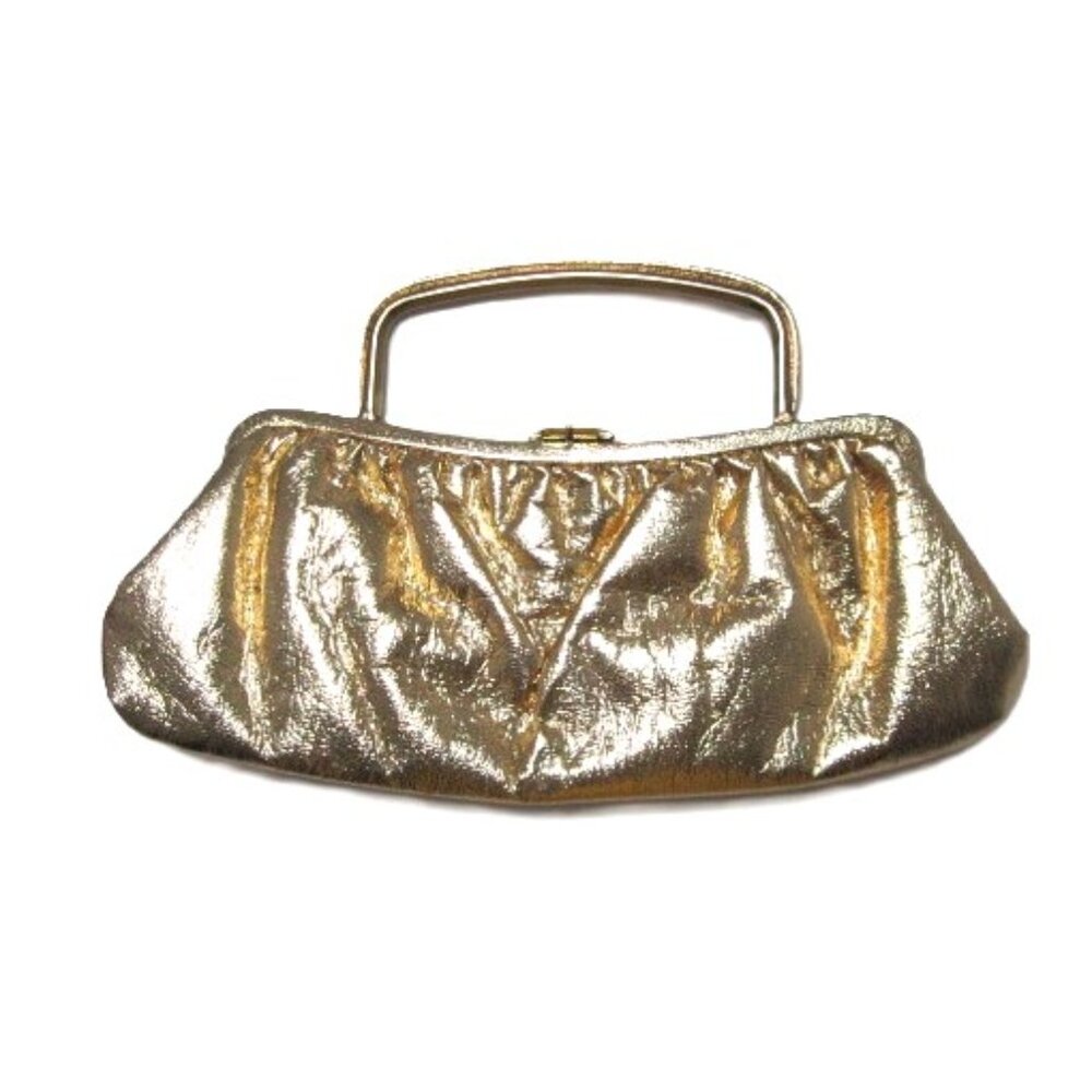 Gold Lame Hand Bag Vintage Formal Evening
